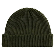 Bonnet Vans pour homme en maille côtelée vert olive foncé avec revers, vue de face
