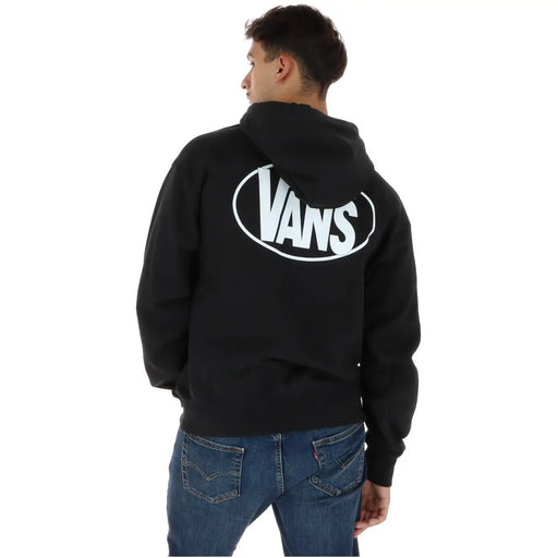 Sweat à capuche Vans pour homme en coton noir, dos visible avec logo ovale blanc au dos