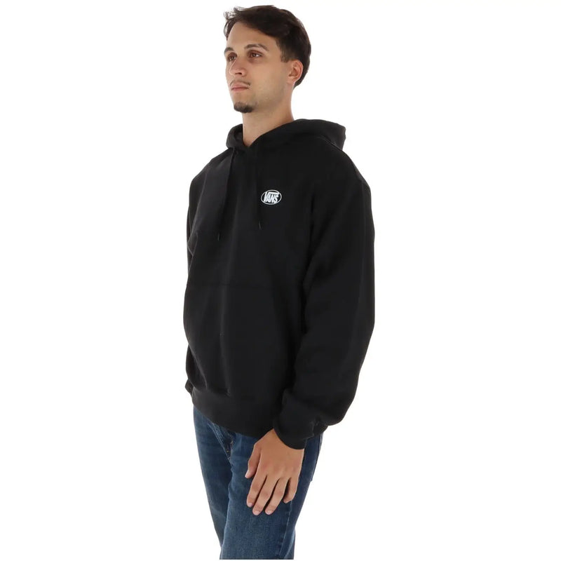 Sweat à capuche Vans pour homme en coton noir avec un logo ovale blanc sur la poitrine, style pull classique