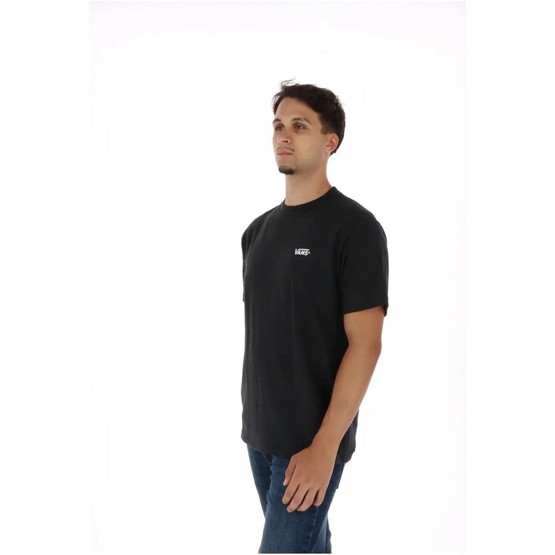 T-shirt Vans pour homme, noir, en coton, à manches courtes, avec un petit logo blanc sur la poitrine gauche.
