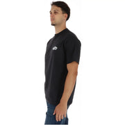 T-shirt Vans pour homme, noir, en coton, à manches courtes, avec un petit logo blanc sur la poitrine gauche.