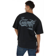 T-shirt Vans noir pour homme, en coton, à manches courtes et col rond, orné d'un logo dragon argenté et de l'année de copyright.