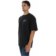 T-shirt Vans pour homme, noir, en coton, à manches courtes, avec un petit imprimé graphique sur la poitrine gauche et un col rond.