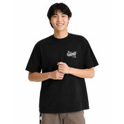 T-shirt Vans pour homme, noir, en coton, à manches courtes, avec un imprimé graphique blanc sur la poitrine et un col rond.