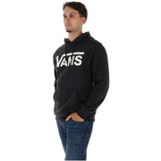 Sweat à capuche noir Vans pour homme, en molleton de coton mélangé, avec un logo blanc bien visible sur la poitrine, idéal pour un style décontracté.