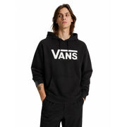 Sweat à capuche noir Vans pour homme, en molleton de coton mélangé, avec un logo blanc bien visible sur la poitrine.