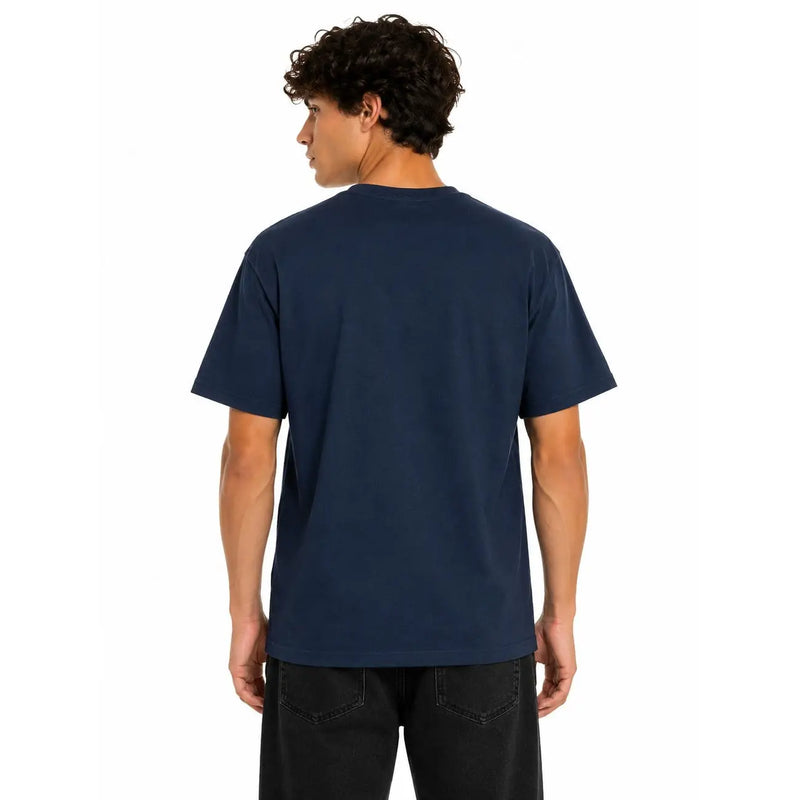 T-shirt Vans bleu marine pour homme, en coton, à manches courtes et col rond, idéal pour un style décontracté.