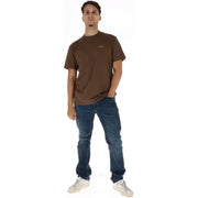 T-shirt Vans marron en coton à manches courtes pour homme, orné d'un petit logo sur la poitrine, idéal pour un style décontracté.