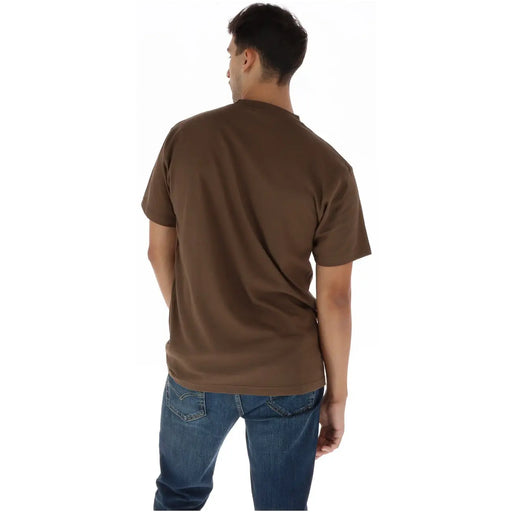 T-shirt Vans pour homme en coton marron à manches courtes et col rond simple, idéal pour une tenue décontractée.