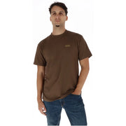 T-shirt Vans pour homme en coton marron, manches courtes, avec un petit logo doré sur le devant gauche.