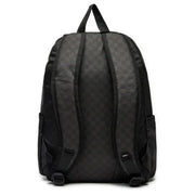 Sac à dos Vans noir pour homme, en polyester à motif damier discret et bretelles noires unies, vu de dos