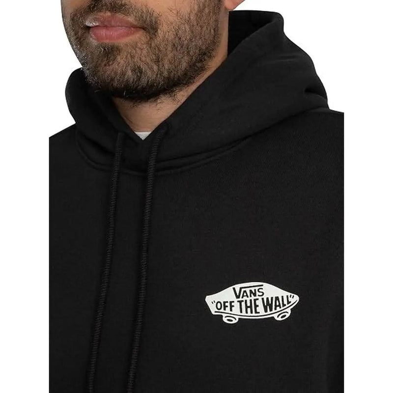 Sweat à capuche noir en coton Vans pour homme, orné du logo blanc « Off the Wall » sur la poitrine, idéal pour l'automne et l'hiver.