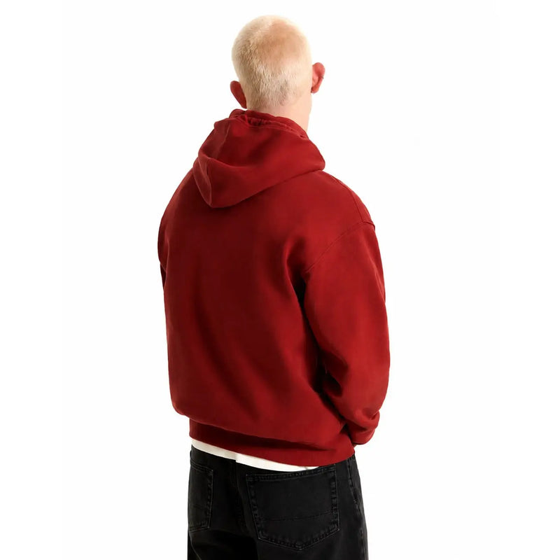 Sweat à capuche Vans pour homme en coton bordeaux à manches longues, rouge profond, en tissu doux et texturé, coupe décontractée