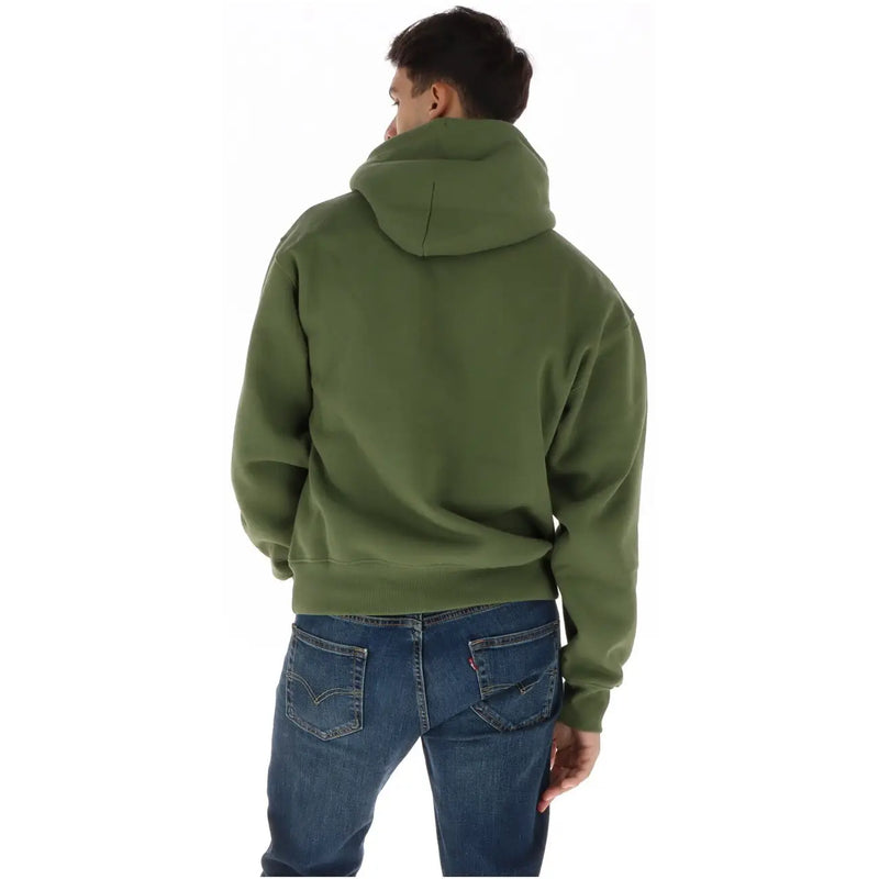 Sweat à capuche Vans vert olive pour homme, en coton, coupe classique décontractée, poignets côtelés et manches longues (vue de face)