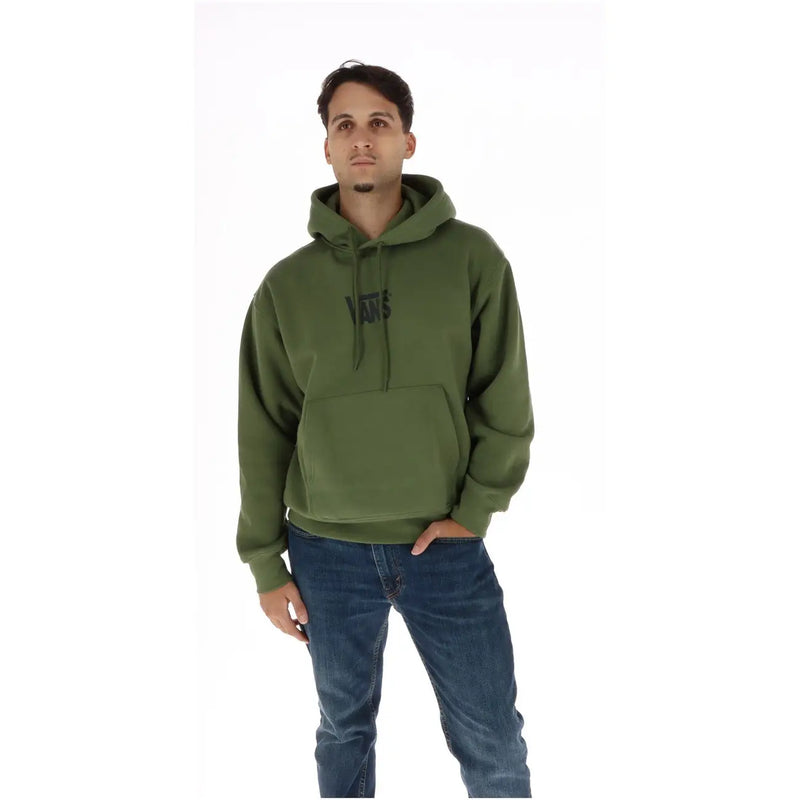 Sweat à capuche Vans vert olive pour homme, en coton, à manches longues et logo noir sur la poitrine, idéal pour un style décontracté.