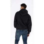 Sweat à capuche noir Vans pour homme en coton, coupe décontractée et douce, poignets côtelés noirs.