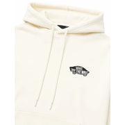 Sweat à capuche Vans pour homme en coton crème avec logo noir « Off the Wall » sur la poitrine, idéal pour un style décontracté.
