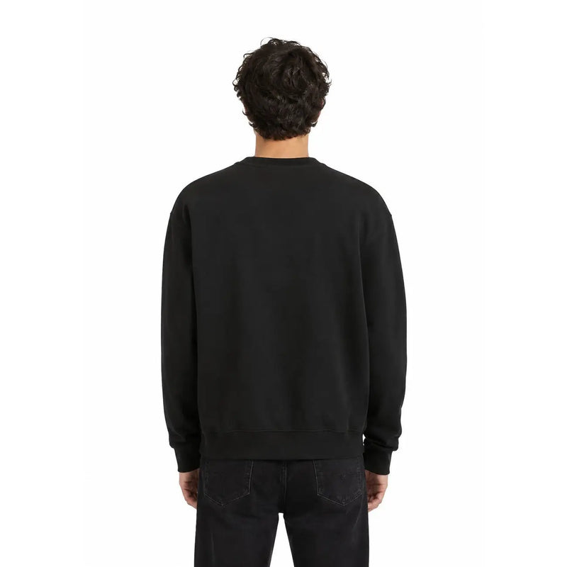 Sweat-shirt noir Vans pour homme en coton, col rond, manches longues et poignets côtelés