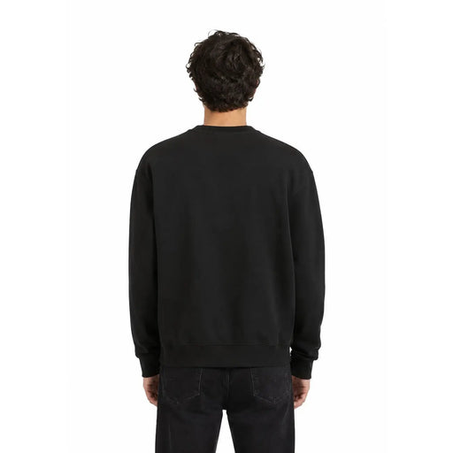 Sweat-shirt noir Vans pour homme en coton, col rond, manches longues et poignets côtelés