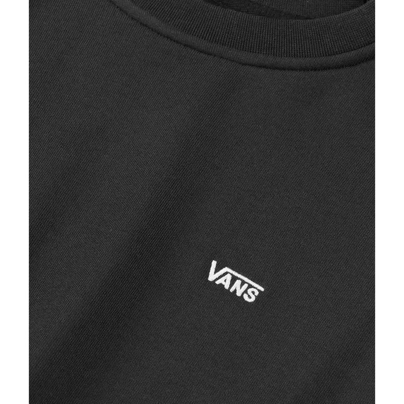 Sweat-shirt Vans noir pour homme, col rond en coton, avec un petit logo blanc brodé sur la poitrine.