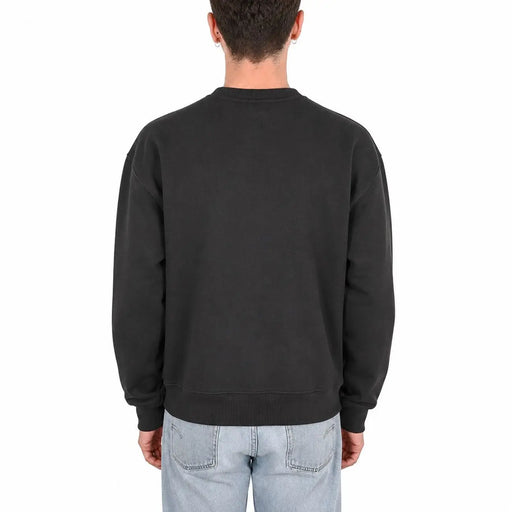 Sweat-shirt Vans pour homme en coton noir, col rond, manches longues et poignets côtelés, idéal pour un style décontracté.