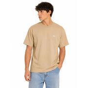 T-shirt Vans beige pour homme, en coton, col rond, avec petit logo blanc sur la poitrine gauche.