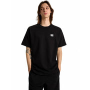 T-shirt Vans noir pour homme, en coton, manches courtes, petit logo ovale blanc sur la poitrine gauche, col rond.