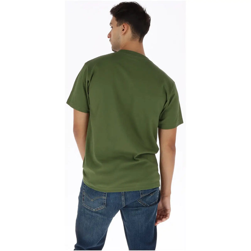 T-shirt Vans pour homme en coton vert olive, col rond simple et manches courtes, en tissu doux et respirant.