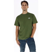 T-shirt homme Vans en coton vert olive à manches courtes, col rond et petit logo blanc sur la poitrine gauche