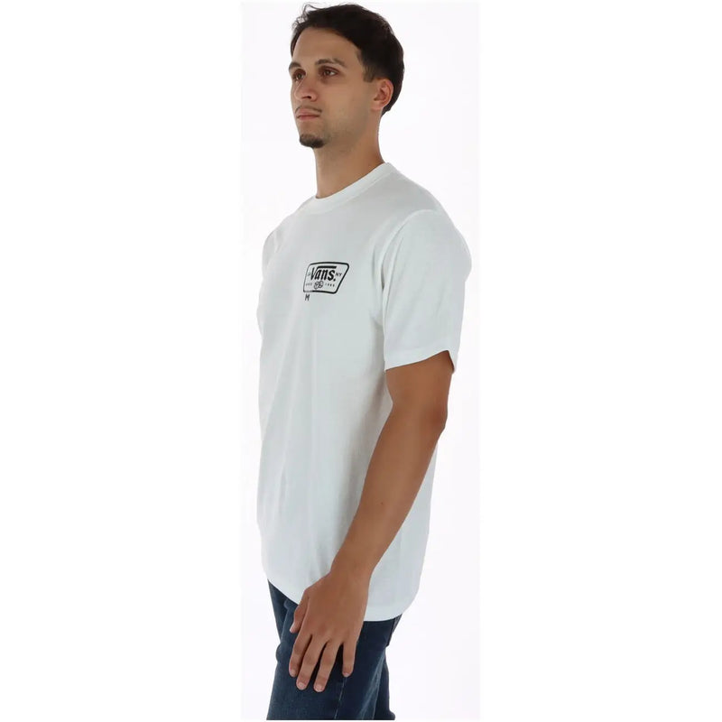 T-shirt Vans pour homme en coton blanc avec logo rectangulaire noir sur la poitrine et manches courtes