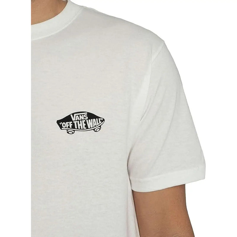T-shirt Vans pour homme en coton blanc à col rond, orné du logo Vans Off the Wall blanc sur le devant