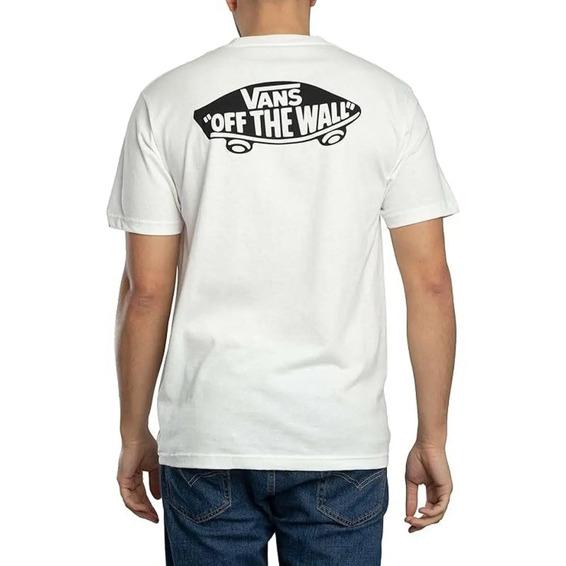 T-shirt Vans homme en coton blanc à col rond avec logo Vans Off the Wall Skateboard blanc imprimé sur le devant