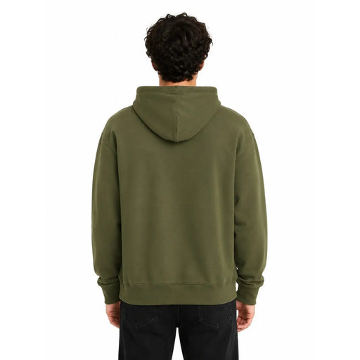 Sweat à capuche Vans pour homme en coton vert olive, coupe décontractée et poignets côtelés.