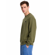 Sweat-shirt Vans pour homme, vert, en coton, à col rond, avec un petit logo noir sur la poitrine gauche, idéal pour un style décontracté.