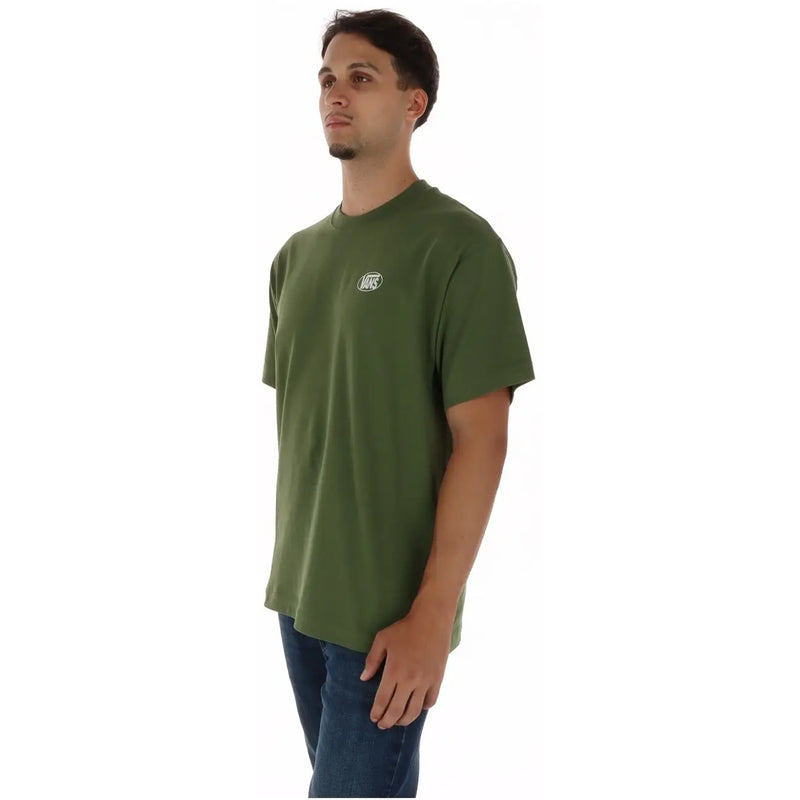 Vans homme en coton vert olive à col rond et manches courtes t-shirt avec un petit logo blanc sur la poitrine gauche