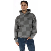 Sweat à capuche Vans pour homme, gris anthracite, en mélange de coton, à carreaux et logo noir sur la poitrine.