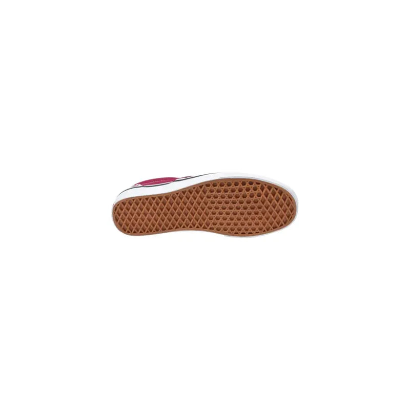 Mocassins Vans pour homme en tissu à carreaux rouges, baskets Vans Old Skool rose vif avec semelle blanche et semelle extérieure gaufrée marron.