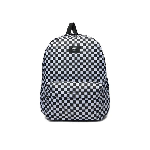 Sac à dos Vans pour homme en polyester noir à motif damier noir et blanc avec poche avant zippée