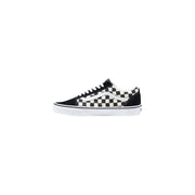 Baskets Vans pour homme, noires, en tissu, à lacets, basses top chaussures avec tige en toile à damier noir et blanc et semelle en caoutchouc