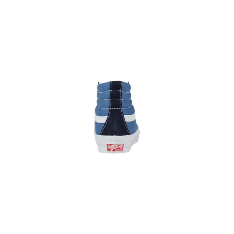 Baskets montantes Vans pour homme en cuir bleutop avec tige en toile bleu marine, rayures blanches et semelle en caoutchouc VN0A4BVB5OC1