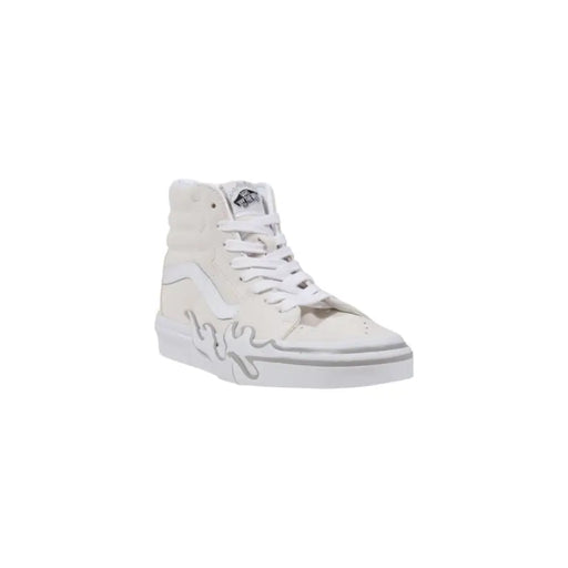 Baskets montantes Vans pour homme en daim blanctop Baskets montantes à motif flamme et détails argentés, parfaites pour le printemps et l'été.