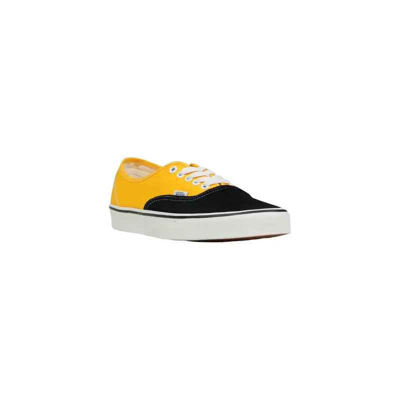 Baskets Vans pour homme, jaunes et noires, avec lacets en coton blanc et tige classique en toile, issues de la collection printemps-été.