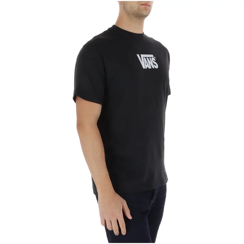 Vans homme t-shirt T-shirt noir à manches courtes et col rond, 100 % coton, avec logo blanc sur la poitrine.