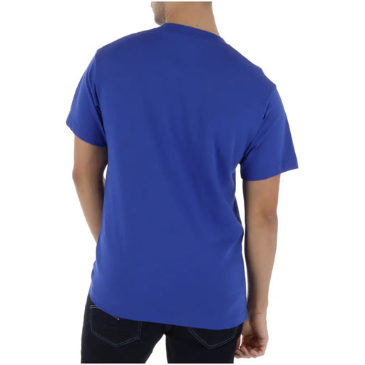 T-shirt Vans pour homme, bleu roi, en coton, manches courtes, col rond, style décontracté.
