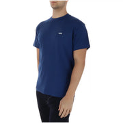 Navy blue Vans men t shirt with round neck short sleeves and small white logo made of 100 percent cotton
