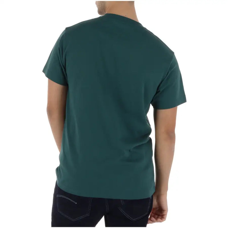 T-shirt Vans pour homme, vert foncé, en coton, à manches courtes et col rond, imprimé, idéal pour un style décontracté.