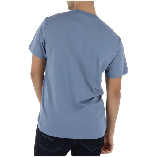 T-shirt Vans pour homme, bleu clair, manches courtes, en coton doux, col rond.