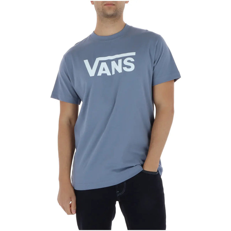 T-shirt Vans homme bleu clair à manches courtes en coton avec logo blanc sur le devant