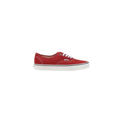 Baskets Vans pour homme en textile rouge avec lacets blancs et semelle en caoutchouc classique, idéales pour un style décontracté.