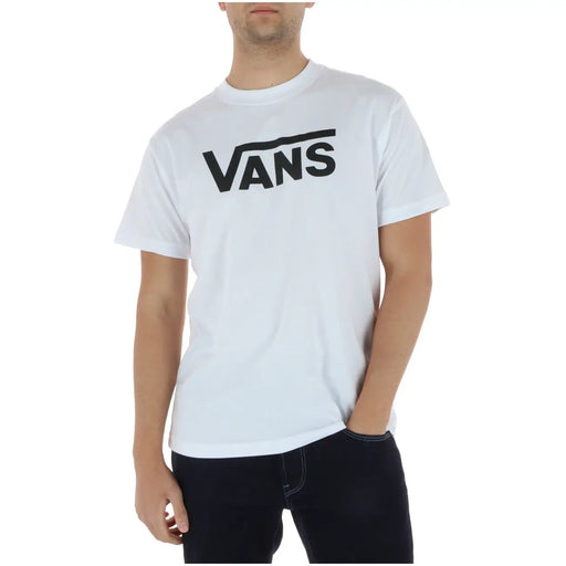 T-shirt Vans pour homme, blanc, en coton, col rond et logo Vans noir sur la poitrine